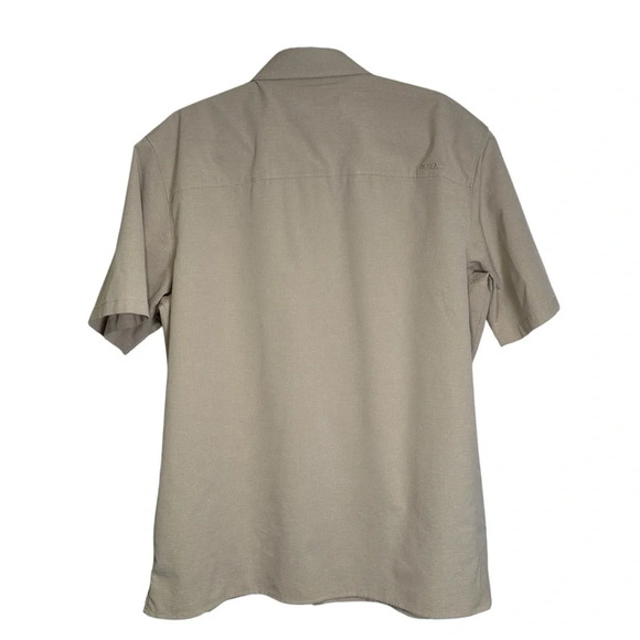 Ascend Zephyr L Tan/Khaki Solid Short Sleeve Button Down Shirt - Picture 3 of 7